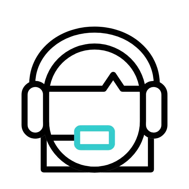 Icon depicting a person wearing a headset with a microphone, perfect for representing tour guide tipping in Tours and Activities apps.